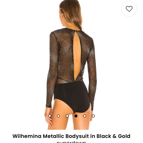 Wilhemina Metallic Bodysuit in Black & Gold superdown - Picture 4 of 7